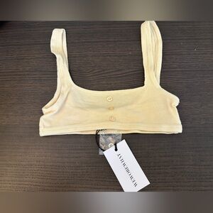WeWoreWhat NWT Cream Ribbed Crop Top Bralette - xxs
